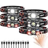 Northlet Headlamp Rechargeable 6Pack, 3000 Lumen Ultra-Light Bright Headlamp Flashlight with White Red Light, LED Headlight Motion Sensor, 5+5 Mode for Outdoor Camping Fishing Running Hiking (6)