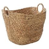 Deco 79 Seagrass Handmade Decorative and Functional Storage Basket Large Woven Basket Organizer with Ring Handles, Basket for Storage 20" x 18" x 19", Brown