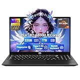 NIMO 15.6" IPS FHD-Gaming-Laptop, 8 Cores AMD Ryzen 7 6800H 32GB DDR5 RAM 1TB SSD (Beat i7-12700H, Up to 4.7GHz) AMD Radeon 680M GPU-Computer with 100W Type-C Backlit Keyboard Fingerprint Blue