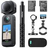 AKASO 360 Action Camera Cycling Combo - 5.7K 360 Video with 1/2" 48MP Sensors, 72MP 360 Photo, 360-SuperSmooth, Invisible Selfie Stick, 360° Horizon Lock, AI Tracking with 128GB MicroSD Card
