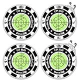 Golf Green Reader, 4 Pack Ball Marker for Putting Green with Bubble, Golf Accessories Putt Aid Tool with Hat Clip (4 Pcs Blackgreen)
