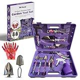 Mr House 12 Piece Garden Tool Set – Stainless Steel Gardening Tools & Hand Tools Kit with Floral Handles and Case for Women