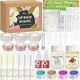 Thaluna Lip Balm Making Kit- Shea Butter Make Your Own Lip Balm for Adults, Moisturizing DIY Lip Gloss Kit with Beeswax, Sweet Almond Oil, Essential Oil, Empty Tubes, Christmas Gift for Girls & Women