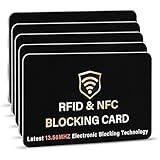 SaiTech IT 5 Pack RFID Blocking Card, One Card Protects Entire Wallet Purse, NFC Contactless Bank Debit Credit Card Protector ID ATM Guard Card Blocker–(Black)