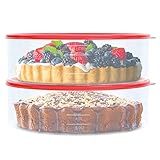 2 Pack Pie Carrier Cake Storage Container with Lid | 10.5" Large Round Clear Plastic Cupcake Cheesecake Muffin Flan Cookie Tortilla Holder Storage Containers Airtight | Pie Keeper Transport Container