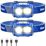 Blukar LED Headlamp,2000L Super Bright Rechargeable Headlight Flashlight with White&Red Light 2 Pack - Motion Sensor,Dimmable Brightness,8 Modes,Spotlight&Floodlight,IPX5 Waterproof for Camping-Blue