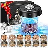 Electric Whiskey Smoker Kit - 7-Color LED, 6 Wood Flavors, Rechargeable Cocktail Smoker for Bourbon, Drinks & Food - Complete Bar Tool Set Gift