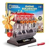 National Geographic 4-Cylinder Engine Building Kit – 175+ Piece Working Model with Moving Parts, Clear Visible Engine Model, STEM Building Toy with Tools & Learning Guide for Kids