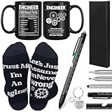 Panitay Engineer Gifts Set for Men 9 in 1 Multi Tool Pen 14 oz Engineer Coffee Mug Keychain Sock Gadget Birthday Retirement Christmas Gift for Father Mechanical Electrical