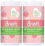 Dreft Multi-Surface All-Purpose Gentle Cleaning Wipes for Baby Toys, Car Seat, High Chair & More, 70 Count, Pack of 2