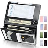 Server Book High Volume, Expandable Waitress Book with Zipper & Magnetic Pocket, 5"×9", Server Books for Waitresses, Waitress Accessories, Fits Guest Checkbook, Waitress Apron, Server Apron (Black)