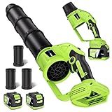 Cordless Leaf Blower - 650 CFM Brushless Electric Leaf Blower with 2 x 6.0Ah Batteries & Fast Charger, 2 Speed Modes, Battery Powered Leaf Blowers for Lawn Care, Patio, Dust, Snow Care (Light Green)