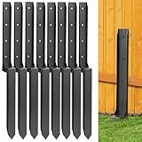 8 Pack Fence Post Repair Kit, 33.5 Inch Heavy Duty Steel Anchor Stakes, One-Piece Fence Post Repair Stakes, Thickened Rustproof Anchor Ground Spike for Repair Tilted Broken Wood Posts Support