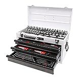 BOXO USA Heavy Duty 159 pcs Metric & SAE Tool Set with 3 Drawers Carry Box