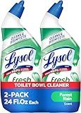 Lysol Toilet Bowl Cleaner Gel, For Cleaning and Disinfecting, Stain Removal, Forest Rain Scent, 24oz (Pack of 2)