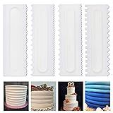 4 Pcs/set Cake Scraper Decorating Plastic Sawtooth Comb Mousse Butter Cream Cake Edge Tools Plastic Sawtooth Cake Icing Smoother Kitchen Baking Cake Edge DIY Tool