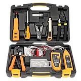 InstallerParts Professional Network Tool Kit 15 In 1 - RJ45 Crimper Tool Cat 5 Cat6 Cable Tester, Gauge Wire Stripper Cutting Twisting Tool, Ethernet Punch Down Tool, Screwdriver, Knife