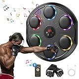 Music Boxing Machine for Adults, 2025 Smart Bluetooth Music Beat Sync Punching Machine with Gloves, 12 Speeds and 12 Modes Colorful Light Beat Resistant Target Boxing Equipment for Home Office Gym Use
