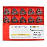 Hopson Tools Carbide Turning Inserts WNMG 432 Wnmg080408 for Finishing Cutting Steel, Wnmg Insert for Lathe Turning Tools, 10 PCS