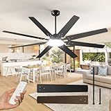 72 inch Ceiling Fans with Lights,Large Ceiling Fan with Light and Remote Control, Dimmable, 3CCT, Quiet, Black Modern Ceiling fan For Living Room, Bedroom, Kitchen, Patio, Farmhouse, Indoor/Outdoor