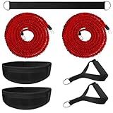 Tuyzhrymlic Speed and Agility Training Equipment, Two Resistance Bands and Adjustable Waist Belts 8pcs 80lb for Solo or Partner Exercise to Maximize Strength Power Focus Suitable for Muti-Sports