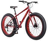 Mongoose Aztec Mens and Womens Fat Tire Bike, 18-Inch Steel Frame, 26-Inch Wheels, 4-Inch knobby tires, Red