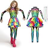 Spooktacular Creations Halloween Kids Skeleton Costume, Funky Punky Bone Colorful Skeleton Deluxe Costume, Halloween Set