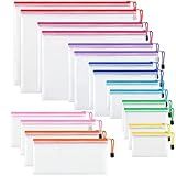 JARLINK 18 Pack 8 Sizes Mesh Pouch, 9 Colors, Waterproof Zipper Bags Document Multipurpose Travel Bags for Office, School, Board Game, Puzzles, Cosmetics, Travel Accessories, and Home Organization