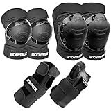 BODYPROX Knee Pads Elbow Pads Wrist Guards Set for Skateboarding, Roller Derby, BMX Ride, and Inline Skating (Medium)