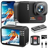 Euorosi 4K 60FPS 48MP WiFi Action Camera with Touch Screen, 50FT Underwater Waterproof Camera, No Case Needed, EIS Motorcycle Camera, 8X Zoom, 64GB Card, Remote Control, Batteries & Mounting Kits