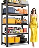 AOAORGG 2000LBS Heavy Duty Garage Shelving - 5-Tier Adjustable Metal Storage Shelves Unit, Multipurpose Garage Storage Shelf for Basement, Pantry, Kitchen & Warehouse, 31.5"W x 13.8"D x 71.2"H, Black