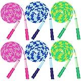 GRAWUN 6 Pack Jump Rope For Kids,Soft Beaded Jump Rope,Adjustable Length Tangle-Free Segmented Soft Beaded Skipping Rope,for Women, Men and Kids Keeping Fit,Workout and Weight Loss