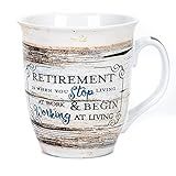 Retirement Working At Living Distressed Wood Design 16 Ounce Ceramic Stoneware Coffee Mug