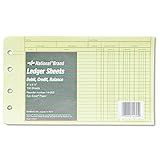 National Brand Products - National Brand - Extra Sheets for 4-Ring Ledger Binder, 8-1/2 x 5-1/2, 100/Pack - Sold As 1 Pack - Designed for accounts payable and accounts receivable with debit, credit
