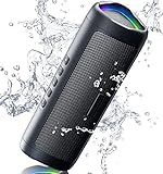 Bluetooth Speaker Stocking Stuffers for Men Women Teens Boys Girls: Portable Wireless, IPX5 Waterproof, White Elephant Gifts for Adults, Up to 20H Playtime, TWS Pair, for Home/Party/Outdoor (Black)