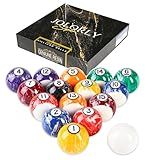 JOLORLY Pool Balls Billiard Set – 2-1/4" Regulation Size, 6 oz Professional Weight, AAA Grade Pure Resin, Pool Table Balls for Tournament, Bar, Game Room & Gifts (White Marble Swirl)