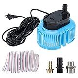 Yaegoo Swimming Pool Cover Pump, AC 110V 850 GPH Above Ground Pool Cover Pump, Submersible Water Pump with 16ft Drainage Hose and 3 Adapters Blue