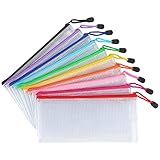 Tamaki 10 Pack Mesh Zipper Pouch Document Waterproof Zip File Bags Plastic Pencil Pouches A6 Size for Classroom Organization School Office Supplies(Colorful)