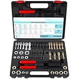Aikyciu 49-Piece Thread Chaser Set, UNC UNF & Metric Thread Repair Kit with Taps, Dies, and Files, Rethread Repair Tool for Bolts, Nuts and Screws