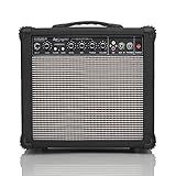 Leo Jaymz 20W Electric Guitar Amplifier - Clean and Distortion Channel - 3 Band Equalization and CD Line Input - Recording Studio, Practice Room, Small Courtyard (6.5", Black)