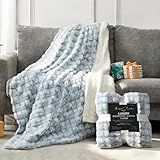 Royal Luxe Micromink Sherpa Throw Blanket for Couch, Fluffy Plush Reversible Throw Blanket for Sofa Bed Chair Room Decor - Luxury Soft Cozy Gifts for Women, 50 x 60 Inches, Navy