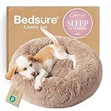 Bedsure Calming Dog Bed for Small Dogs - Donut Washable Small Puppy Bed, 23 inches Anti-Slip Round Fluffy Plush Faux Fur Large Cat Bed, Fits up to 25 lbs Pets, Camel