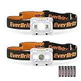 EverBrite LED Headlamp, 4 Lighting Modes, Pivoting Head with Adjustable Headband, IPX4 Water Resistant, Perfect for Running, Camping, Hiking, Christmas, and Emergency, 3 AAA Battery Powered (2 Pack)