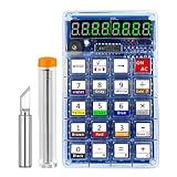 Soldering Practice Kit DIY 7-Digit LED Display Electronics Calculator & Resistor Decoder, Build Electronics STEM Projects Learn to Solder Tool Kits for Adults/Teens/Kids Age 8-10-12-14-16 +(Green)