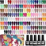 JODSONE 100 PCS (5 ml each) Gel Nail Polish Kit No Wipe Soak off Base Coat and Matte Glossy Top Coat Gel Polish Collections Gifts for Manicure Lovers