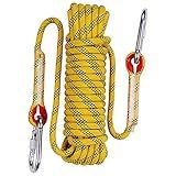 Aoneky 10 mm Static Outdoor Rock Climbing Rope, Fire Escape Safety Rappelling Rope (Yellow 2, 98)