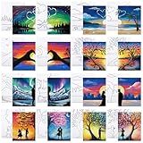 VOCHIC 16 Pcs Pre Drawn Canvas for Painting for Adults Sip and Paint Kit Pre Printed Canvas to Paint DIY Art Party Supplies Couples Date Night (Romantic Encounter, 8x10 in)