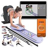 Plymax Pilates Board - Mini Pilates Reformer, Portable Pilates Reformer Board for Home Workout, Foldable Multifunctional Pilates Slider Board with with App Counter Included