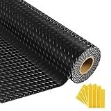 Grandroad auto 8x20 FT Garage Floor Mat, 2.8mm Thickened Flooring Roll for Under Car Diamond Plate PVC Rubber Mat with 20 Pcs Tapes, Non-Slip Floor Mat for Garage, Warehouse, Gyms, Trailer, Black