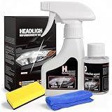 MineeCozee Headlight Restoration Kit Cleaner Restorer: Car Headlamps Oxidized & Yellowed Lens Repair with Protective Coating (180ml Headlight Refurbishment +20ml Protective Agent)